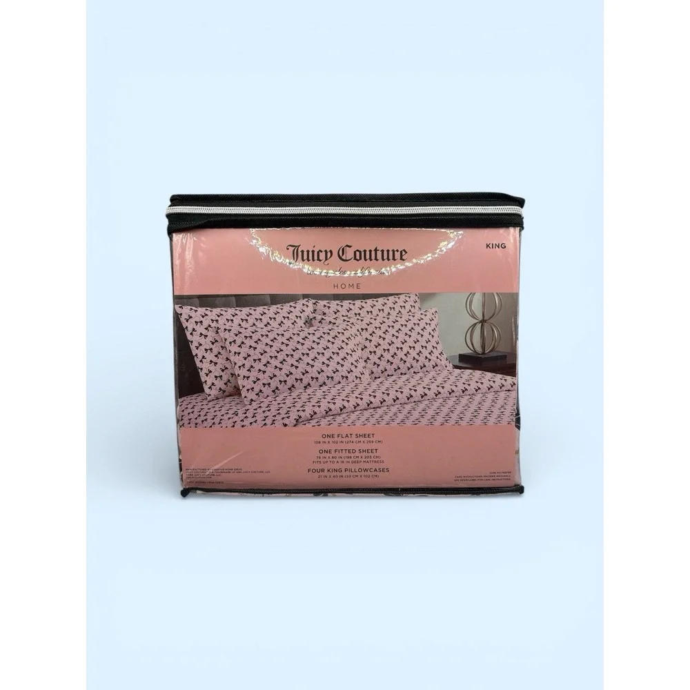 JUICY COUTURE KING SHEET SET BOWS‎  JUICY COUTURE SHEET SET KING SIZE NEW